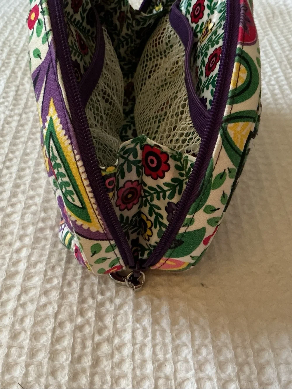 Vera Bradley Quilted Floral Cosmetic Pouch in Purple, Pink, Green & Yellow
